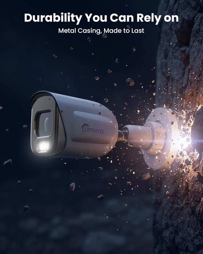 CAMSTRO 5MP Add On 2pcs Wired POE Cameras for 4K 8CH NVR, Human/Vehicle/Pet/Parcel Smart Detection, H.265+, 100ft Night Vision, IP67 Waterproof - White - Image 2